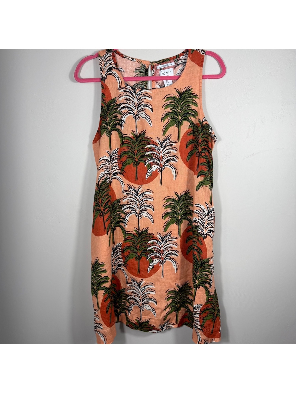 Nicole Miller Tropical Palm 100% Linen Dress | M